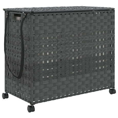 Vidaxl Waschkorb auf Rädern 66x35x60 cm Rattan Grey