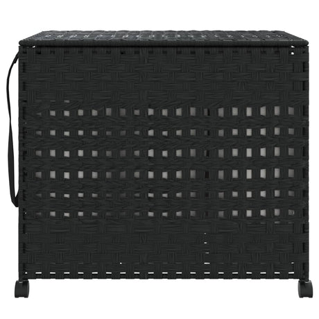 Vidaxl Waschkorb auf Rädern 66x35x60 cm Rattan Schwarz