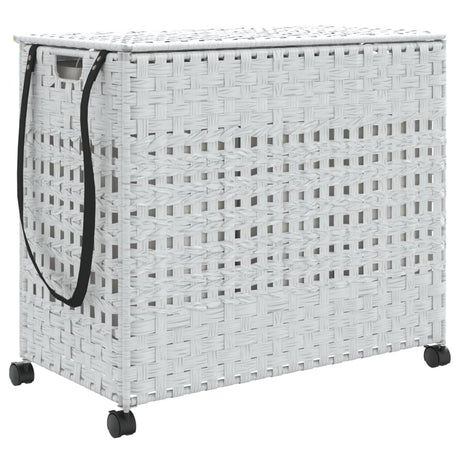 Vidaxl Waschkorb auf Rädern 66x35x60 cm Rattan Weiß