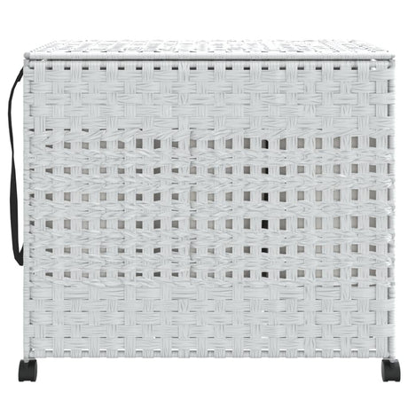 Vidaxl Waschkorb auf Rädern 66x35x60 cm Rattan Weiß