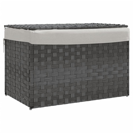 Vidaxl Waschkorb mit Deckel 55,5 x 35 x 34 cm Poly Rattan Grau