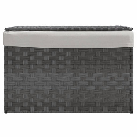 Vidaxl Waschkorb mit Deckel 55,5 x 35 x 34 cm Poly Rattan Grau