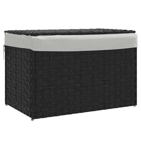 Vidaxl Waschkorb mit Deckel 55,5 x 35 x 34 cm Poly Rattan Schwarz