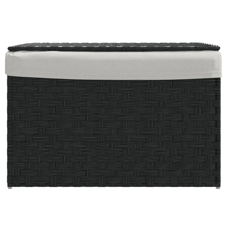 Vidaxl Waschkorb mit Deckel 55,5 x 35 x 34 cm Poly Rattan Schwarz