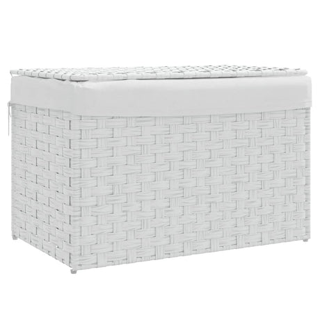 Vidaxl Waschkorb mit Deckel 55,5 x 35 x 34 cm Poly Rattan Weiß