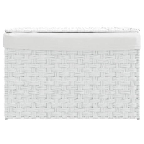 Vidaxl Waschkorb mit Deckel 55,5 x 35 x 34 cm Poly Rattan Weiß