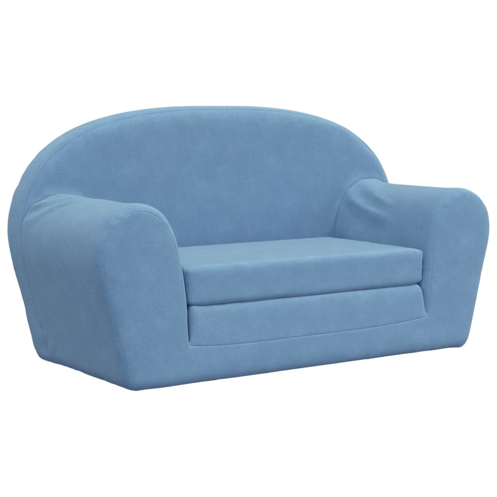Vidaxl kinderslaapbank 2-zits zacht pluche blauw