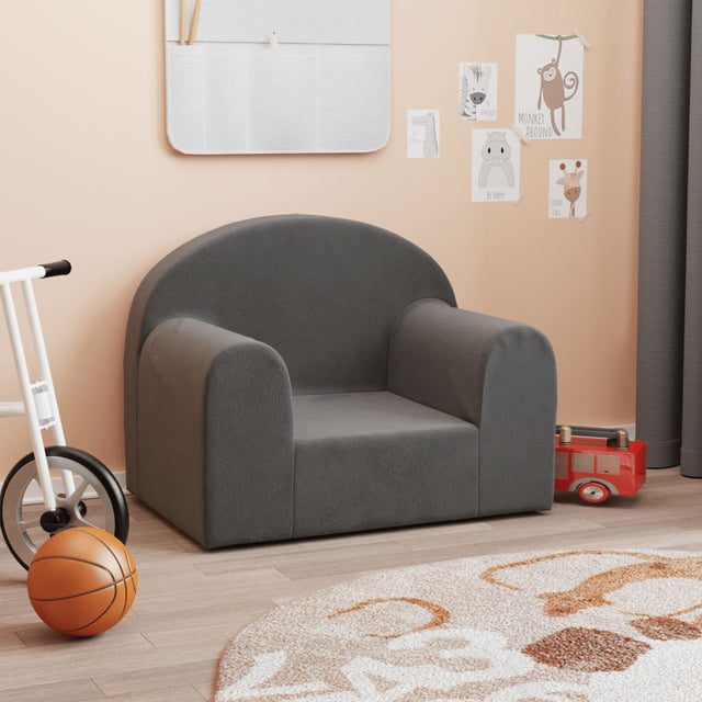 Vidaxl kinderbank zacht pluche antracietkleurig