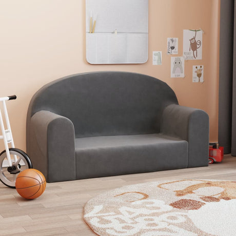 Vidaxl kinderbank 2-zits zacht pluche antracietkleurig