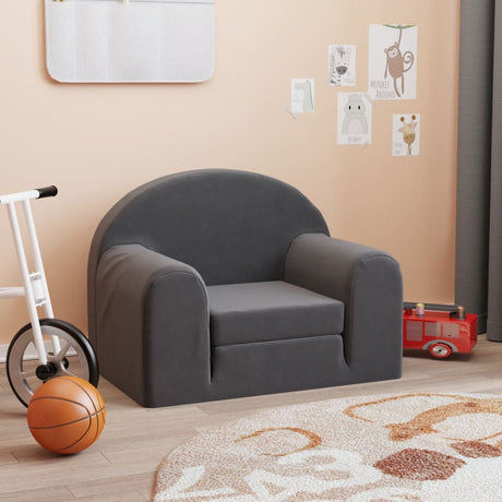 Vidaxl kinderslaapbank zacht pluche antracietkleurig
