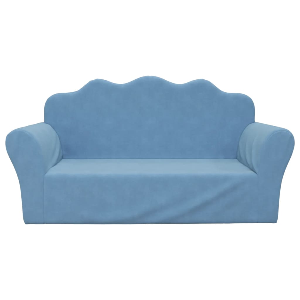 Vidaxl kinderbank 2-zits zacht pluche blauw