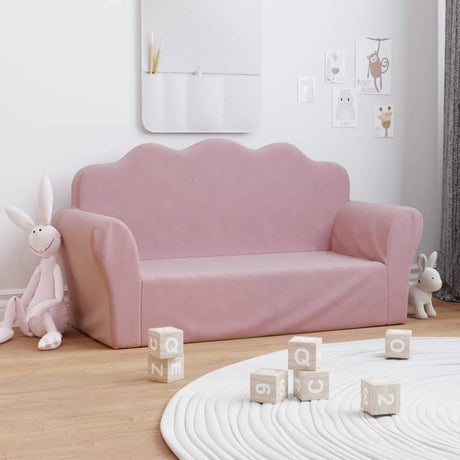 Vidaxl kinderbank 2-zits roze zacht pluche