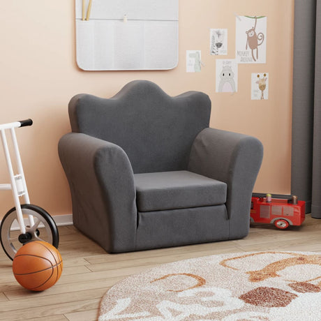 Vidaxl kinderslaapbank zacht pluche antracietkleurig