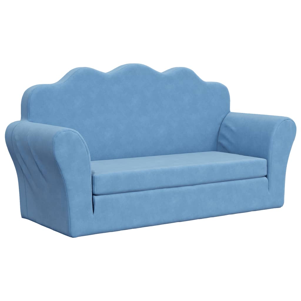 Vidaxl kinderslaapbank 2-zits zacht pluche blauw