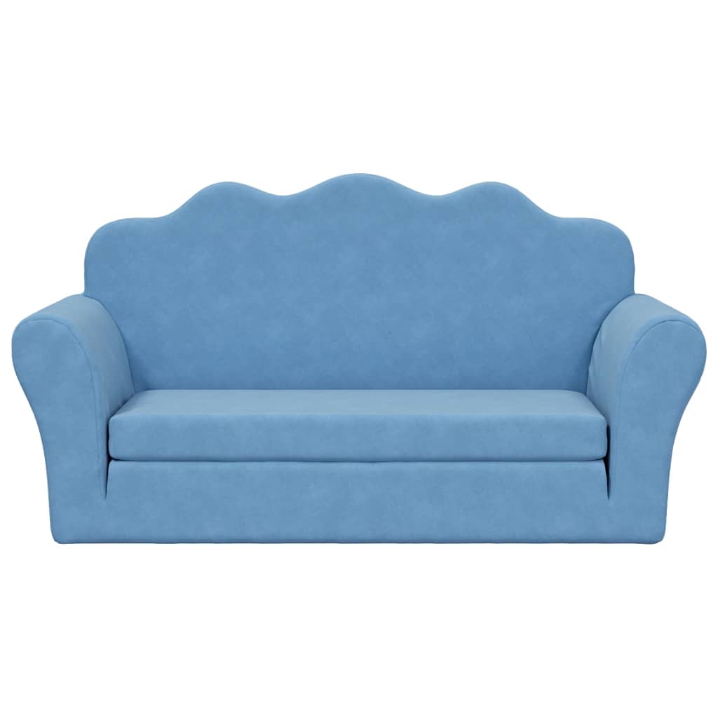 Vidaxl kinderslaapbank 2-zits zacht pluche blauw
