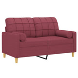 Vidaxl tweezitsbank met sierkussens 120 cm stof wijnrood