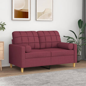 Vidaxl tweezitsbank met sierkussens 120 cm stof wijnrood