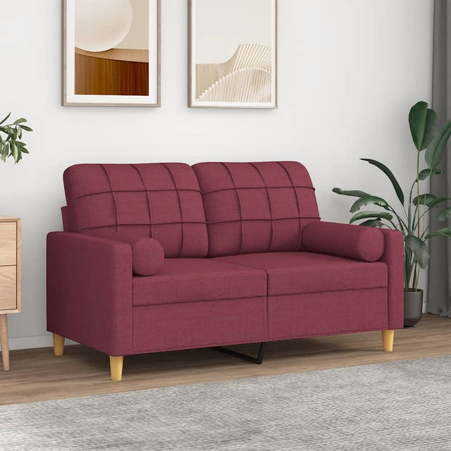 Vidaxl tweezitsbank met sierkussens 120 cm stof wijnrood