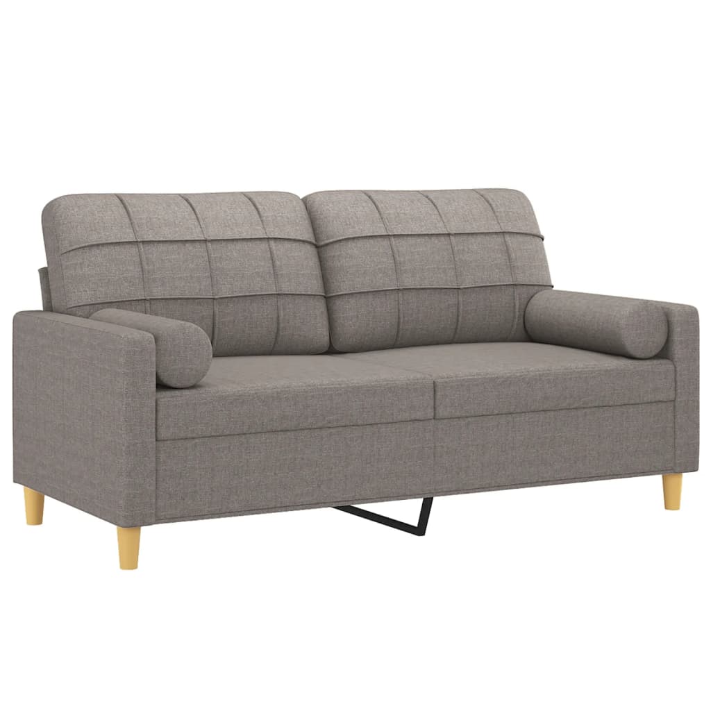 Vidaxl tweezitsbank met sierkussens 140 cm stof taupe