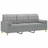 Vidaxl driezitsbank met sierkussens 180 cm stof lichtgrijs