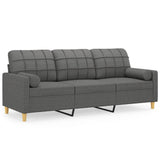 Vidaxl driezitsbank met sierkussens 180 cm stof donkergrijs