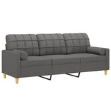 Vidaxl driezitsbank met sierkussens 180 cm stof donkergrijs