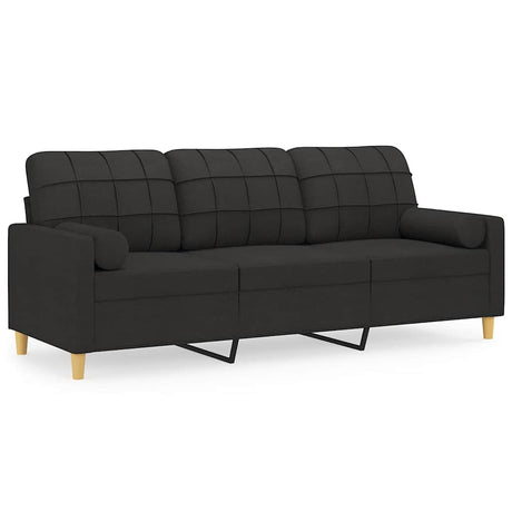 Vidaxl driezitsbank met sierkussens 180 cm stof zwart