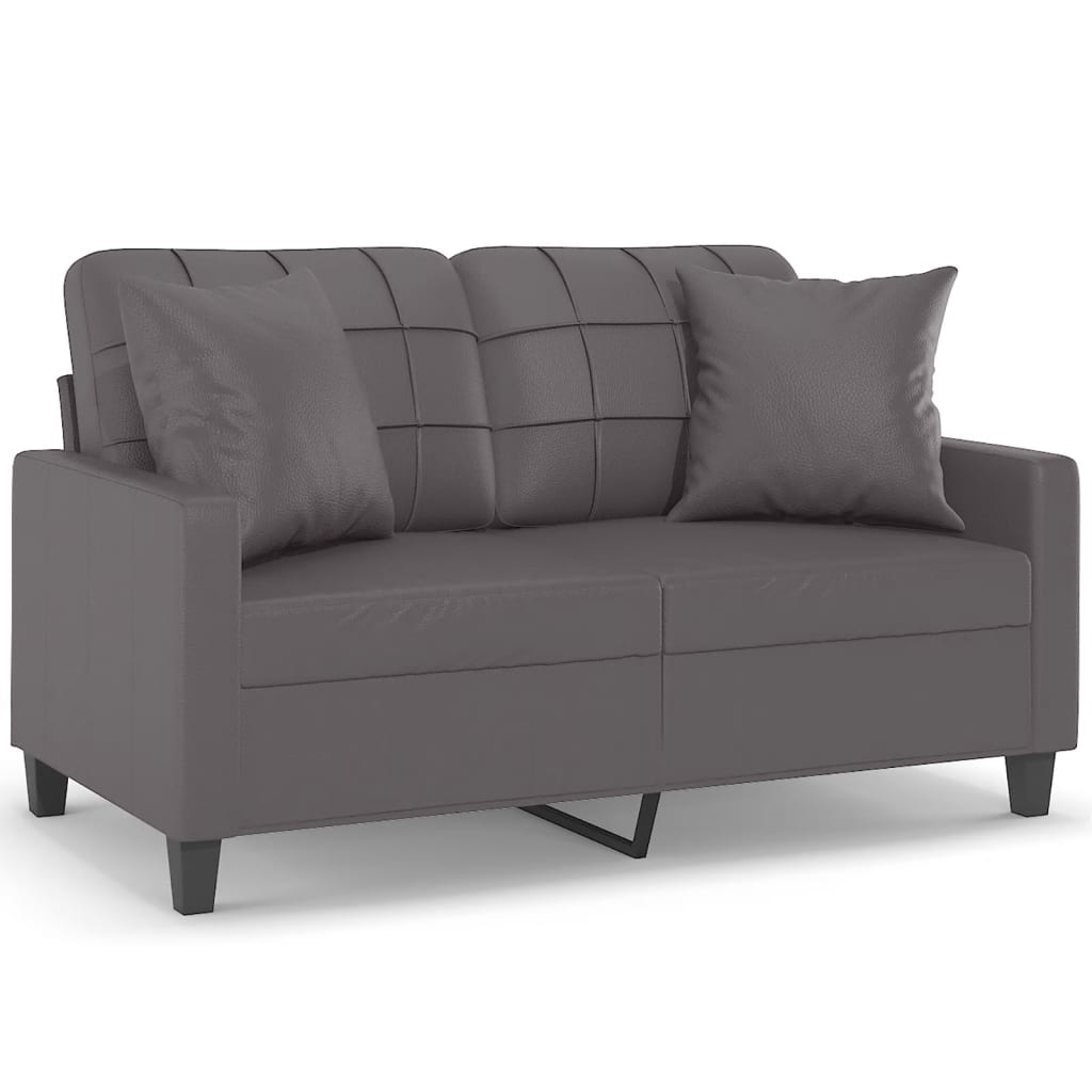 Vidaxl tweezitsbank met sierkussens 120 cm kunstleer grijs