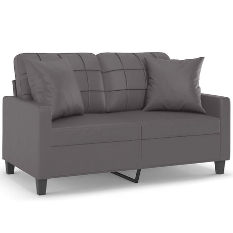 Vidaxl tweezitsbank met sierkussens 120 cm kunstleer grijs