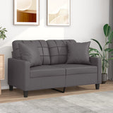 Vidaxl tweezitsbank met sierkussens 120 cm kunstleer grijs
