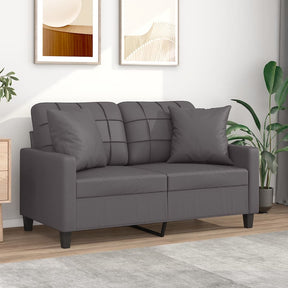 Vidaxl tweezitsbank met sierkussens 120 cm kunstleer grijs