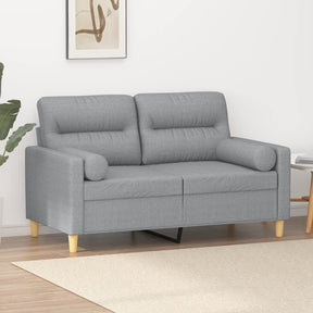 Vidaxl tweezitsbank met sierkussens 120 cm stof lichtgrijs