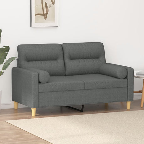 Vidaxl tweezitsbank met sierkussens 120 cm stof donkergrijs