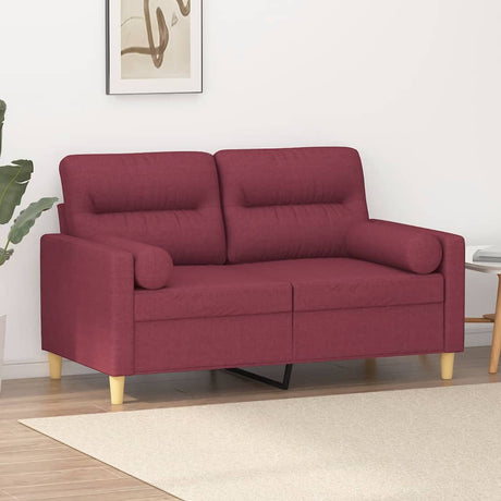Vidaxl tweezitsbank met sierkussens 120 cm stof wijnrood