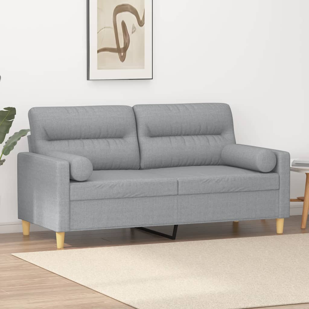 Vidaxl tweezitsbank met sierkussens 140 cm stof lichtgrijs
