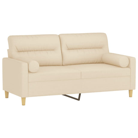 Vidaxl tweezitsbank met sierkussens 140 cm stof crèmekleurig