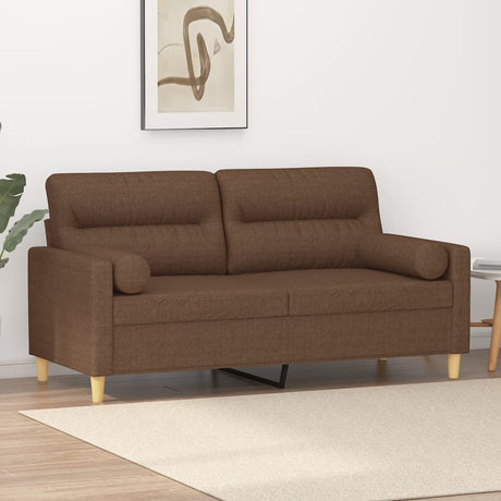 Vidaxl tweezitsbank met sierkussens 140 cm stof bruin