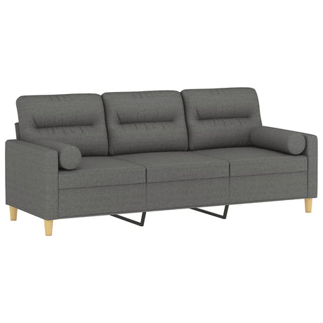 Vidaxl driezitsbank met sierkussens 180 cm stof donkergrijs