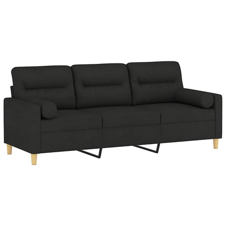Vidaxl driezitsbank met sierkussens 180 cm stof zwart