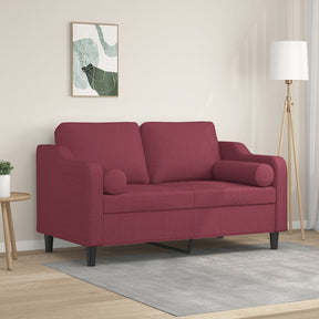 Vidaxl tweezitsbank met sierkussens 120 cm stof wijnrood