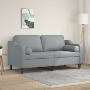 Vidaxl tweezitsbank met sierkussens 140 cm stof lichtgrijs