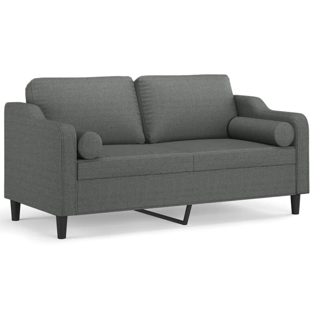 Vidaxl tweezitsbank met sierkussens 140 cm stof donkergrijs