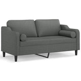 Vidaxl tweezitsbank met sierkussens 140 cm stof donkergrijs