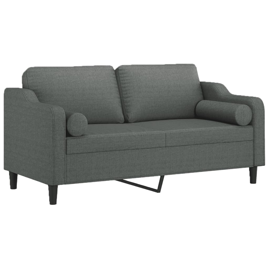 Vidaxl tweezitsbank met sierkussens 140 cm stof donkergrijs