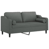 Vidaxl tweezitsbank met sierkussens 140 cm stof donkergrijs