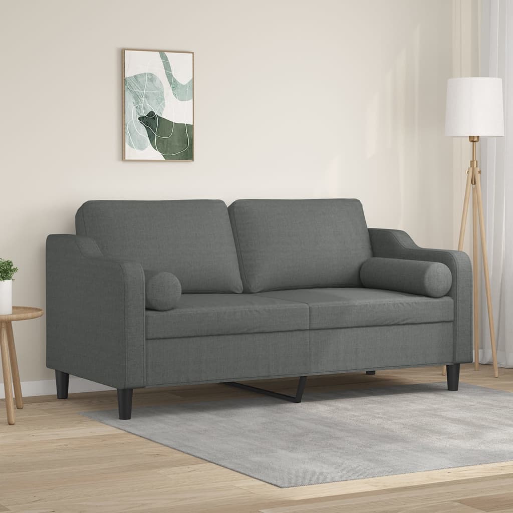 Vidaxl tweezitsbank met sierkussens 140 cm stof donkergrijs