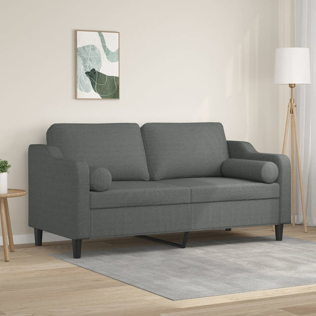 Vidaxl tweezitsbank met sierkussens 140 cm stof donkergrijs