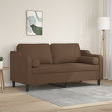 Vidaxl tweezitsbank met sierkussens 140 cm stof bruin