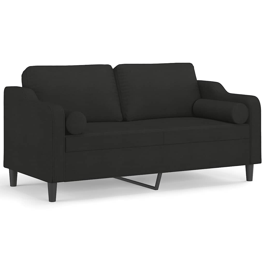 Vidaxl tweezitsbank met sierkussens 140 cm stof zwart