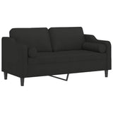Vidaxl tweezitsbank met sierkussens 140 cm stof zwart